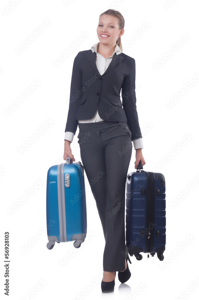 Businesswoman travelling isolated on white Businesswoman travelling isolated on white
