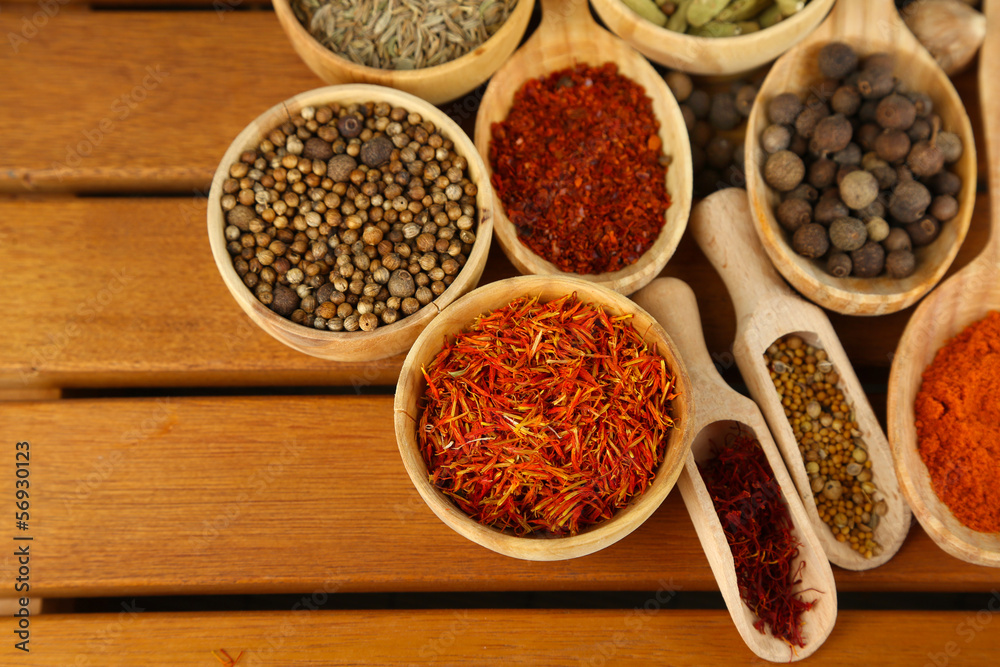 Fototapeta premium Many different spices and fragrant herbs