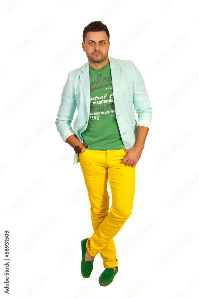 Fashion model in green and yellow Fashion model in green and yellow