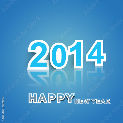 New year 2014 reflection blue colorful background vector