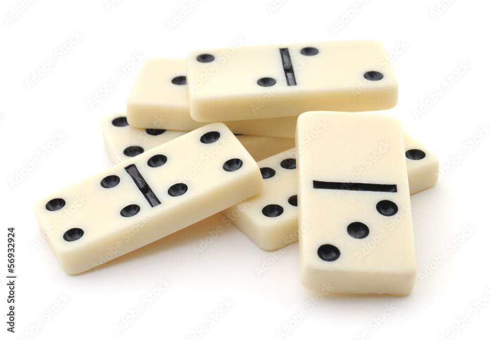 Heap from dominoes on white background Heap from dominoes on white background