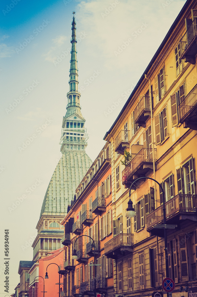Fototapeta premium Mole Antonelliana Turin retro look