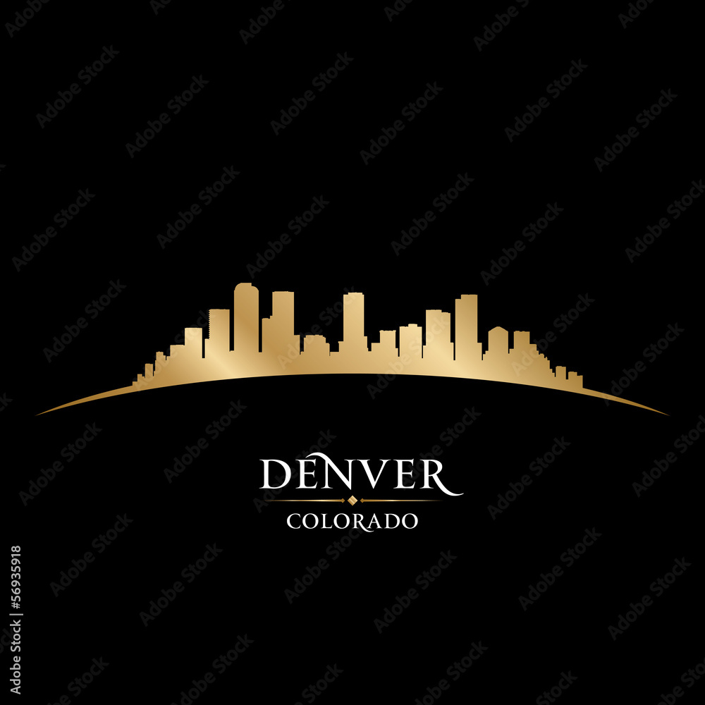 Denver Colorado city skyline silhouette black background