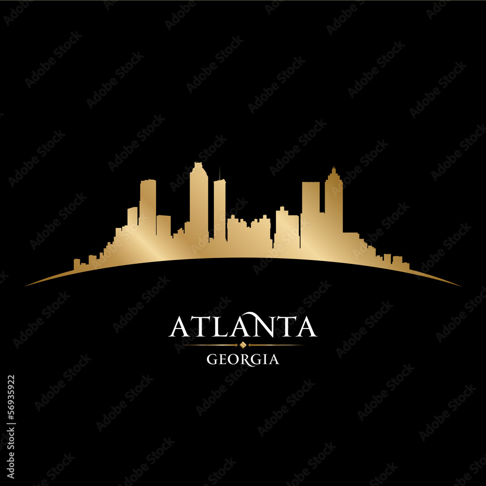 Atlanta Georgia city skyline silhouette black background