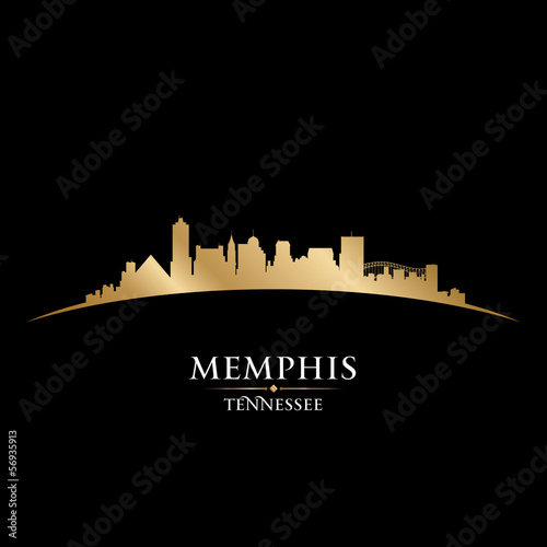 Memphis Tennessee city skyline silhouette black background