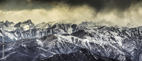 Monte Rosa group and storm clouds