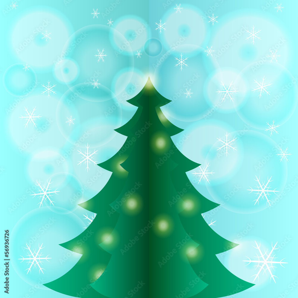 Xmas card with fir tree