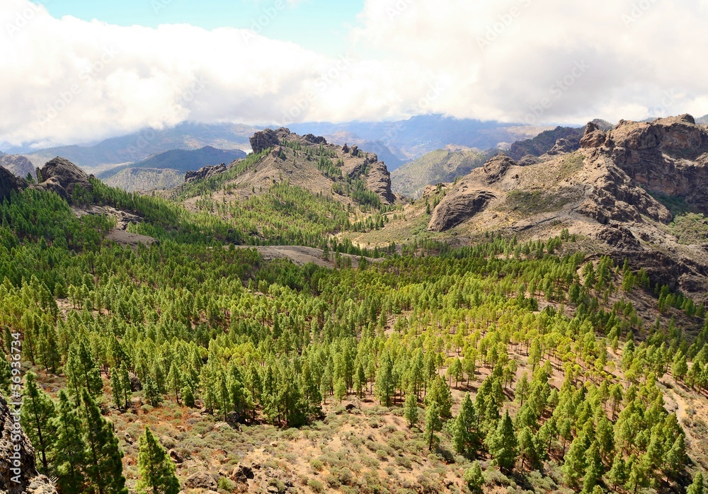Gran Canaria mountain landscape. View from Roque Nublo peak. Gran Canaria mountain landscape. View from Roque Nublo peak.