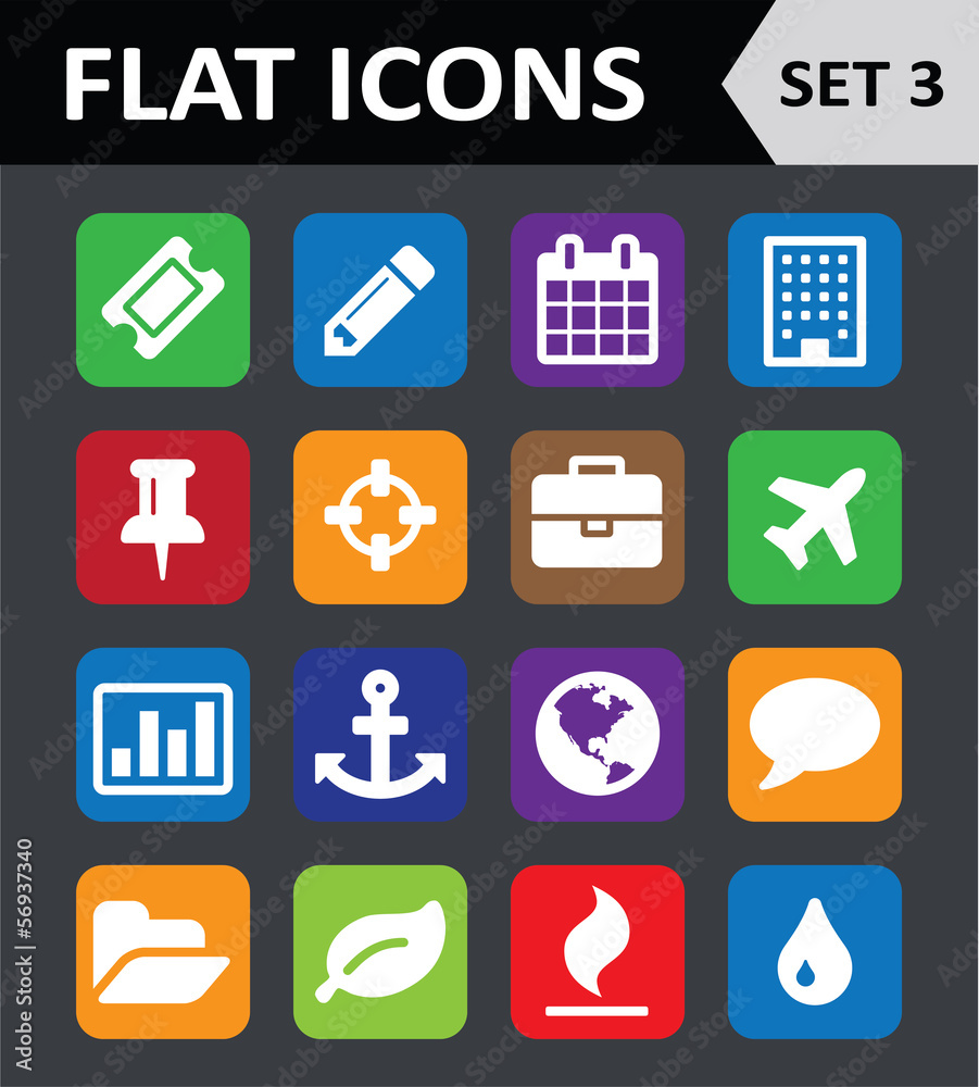 Universal Colorful Flat Icons. Set 3. Universal Colorful Flat Icons. Set 3.