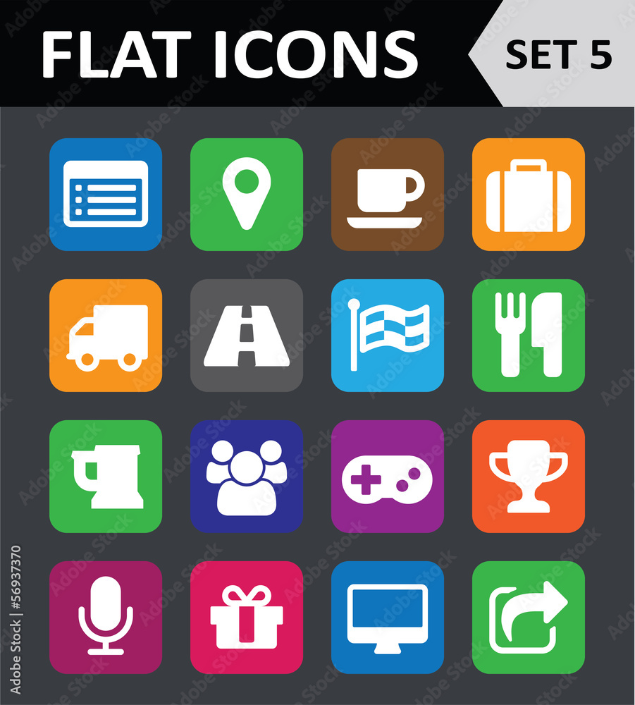 Universal Colorful Flat Icons. Set 5. Universal Colorful Flat Icons. Set 5.