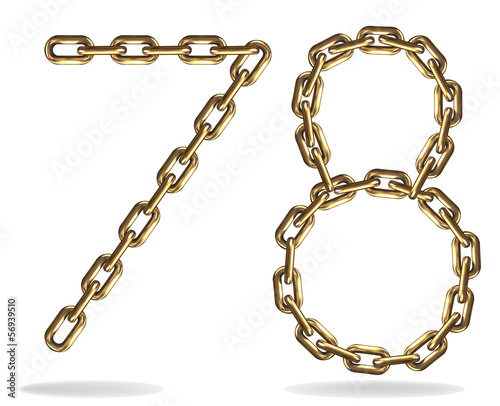 Golden seven and eight numbers, made with chain