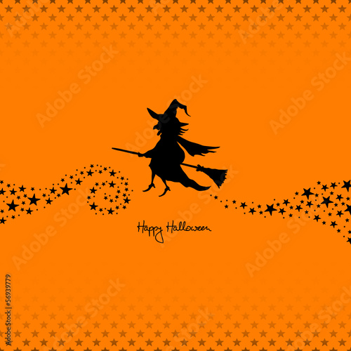 Halloween Flying Witch & Stars