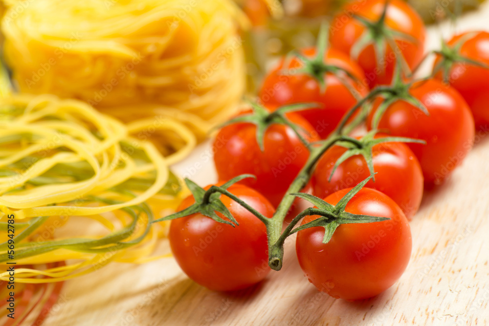 close-up of cherry tomatoes and pasta close-up of cherry tomatoes and pasta