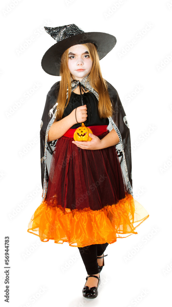 girl wearing as witch. Halloween girl wearing as witch. Halloween