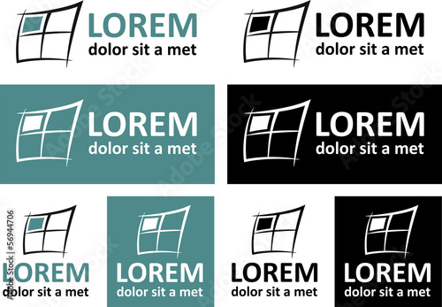 Logo template - abstract window in white, black, blue color