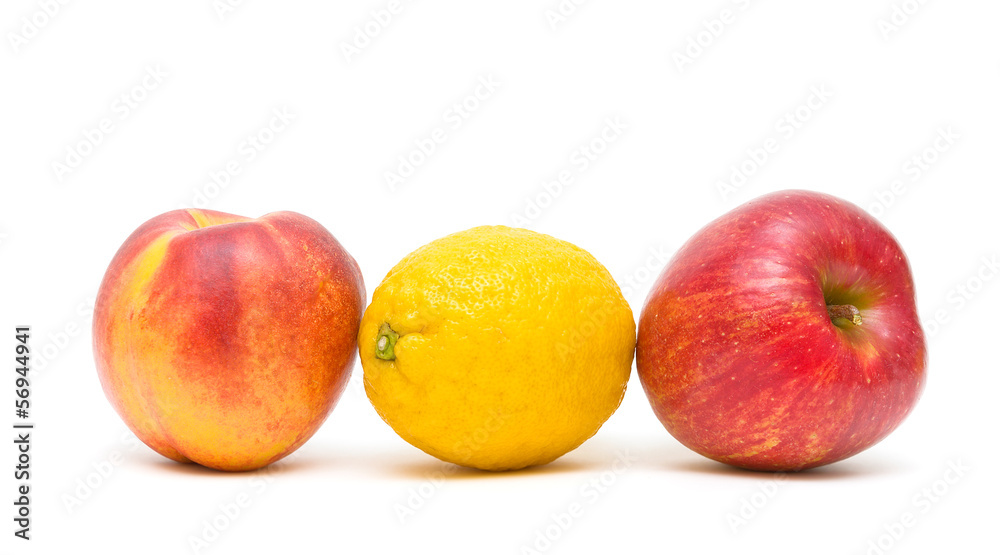 Fresh fruits isolated on a white background close-up
