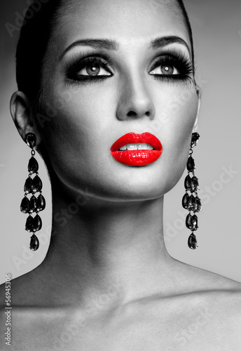 Portrait of beautiful woman model with professional makeup