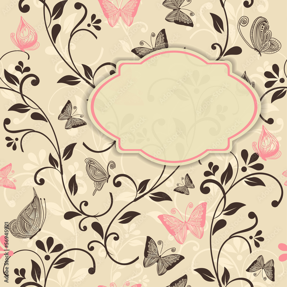 Wedding card or invitation with abstract floral background. Wedding card or invitation with abstract floral background.