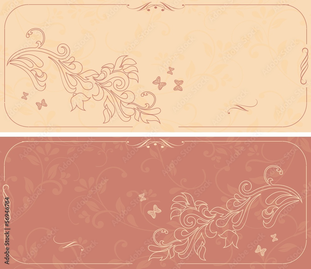set of beautiful floral invitation cards