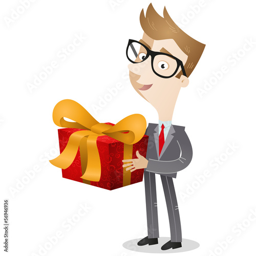 Businessman, gift box, present, holding, anniversary