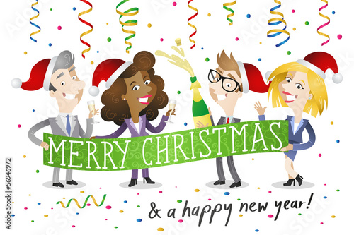 Business people, celebrating, merry christmas, happy new year