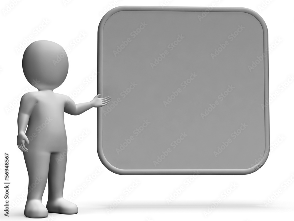 Character With Blank Board Allows Message Or Presentation Character With Blank Board Allows Message Or Presentation