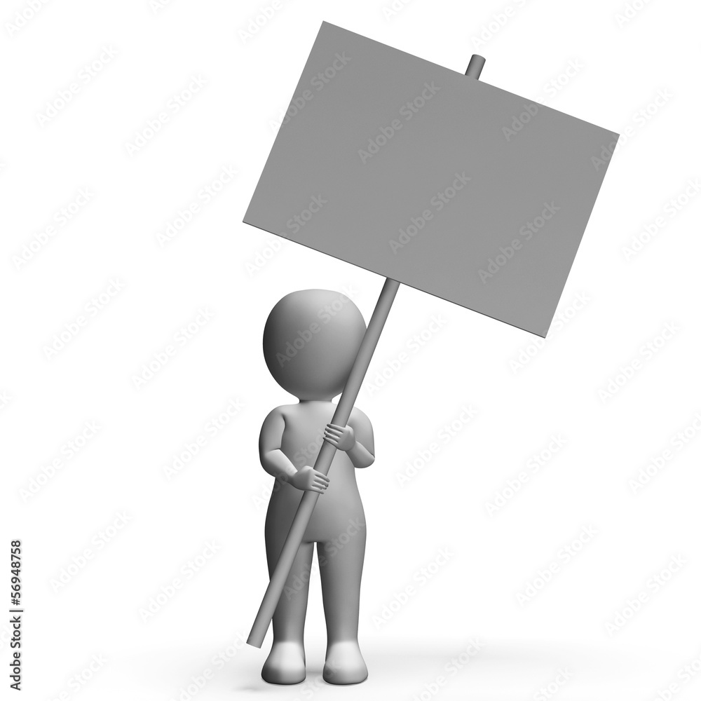 Character With Placard For Message Or Presentation Character With Placard For Message Or Presentation