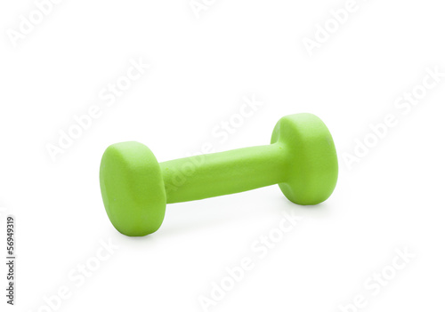 small green dumbbell, isolated