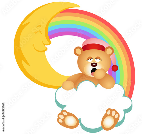 Teddy Bear Sleepy Cloud Rainbow