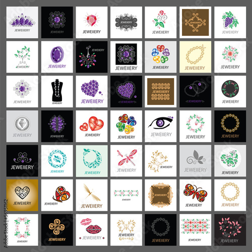 Collection of vector logos jewelry, gold jewelry