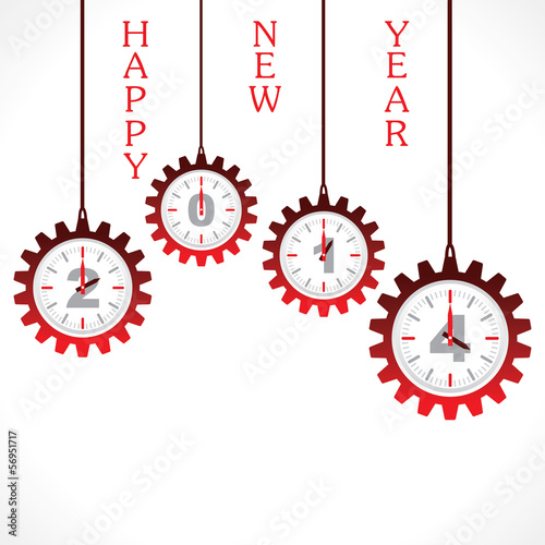 New year greeting ,2014 with gear stock vector