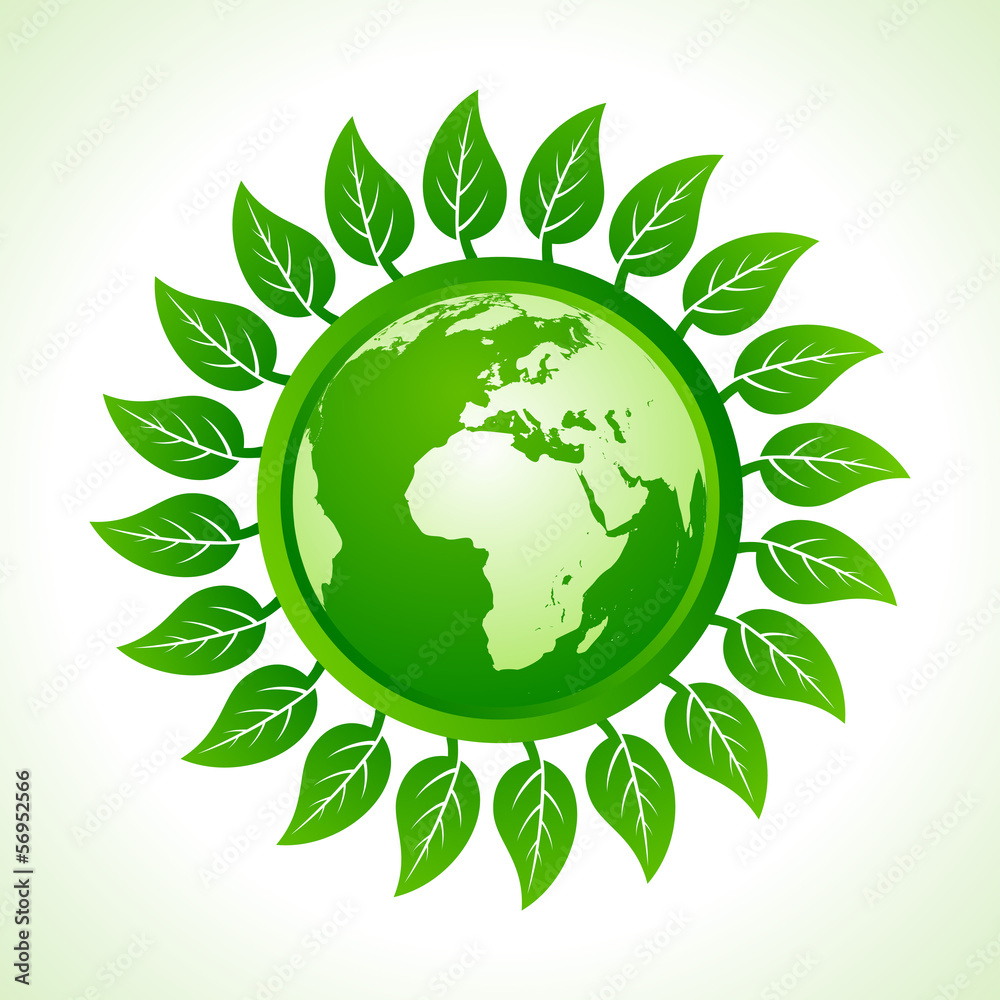 Eco earth inside the leaf background stock vector Eco earth inside the leaf background stock vector