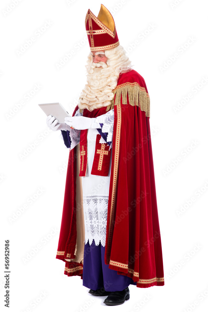 Sinterklaas with a tablet