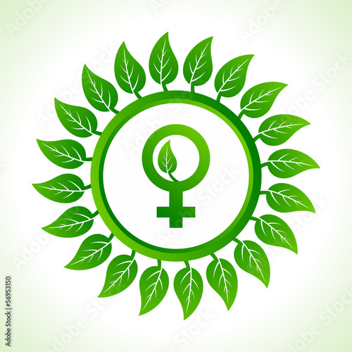Eco female symbol inside the leaf background stock vector