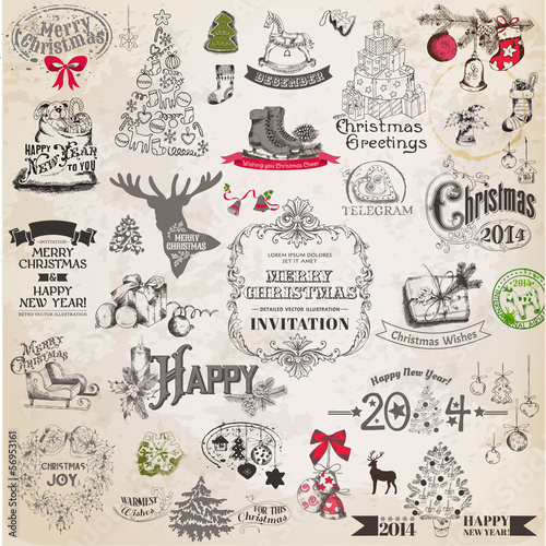 Vector Set: Christmas Calligraphic Design Elements