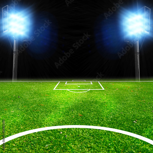 Soccer stadium with thw lights