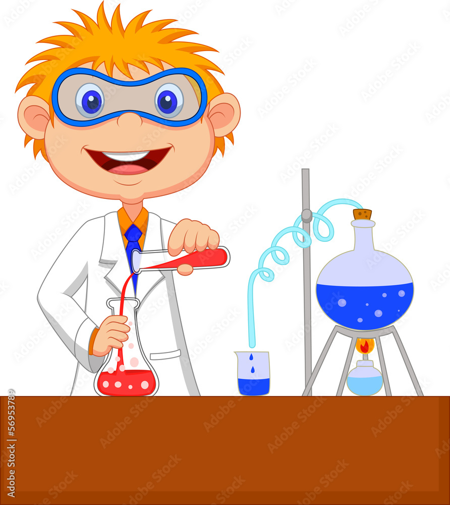 Boy doing chemical experiment Boy doing chemical experiment
