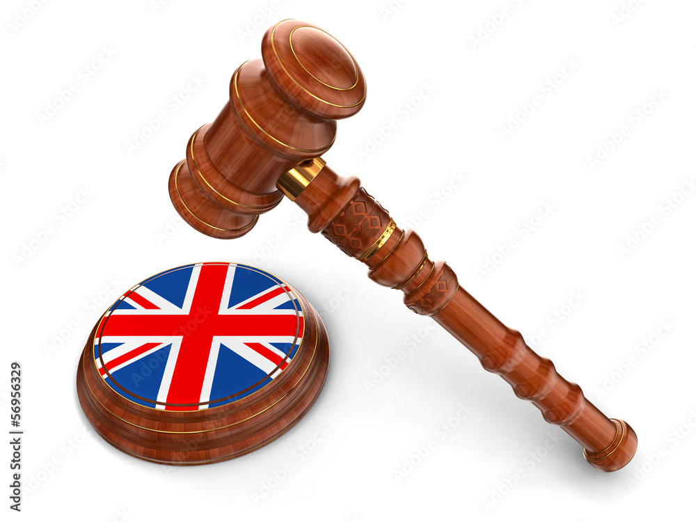 Wooden Mallet and British flag (clipping path included)