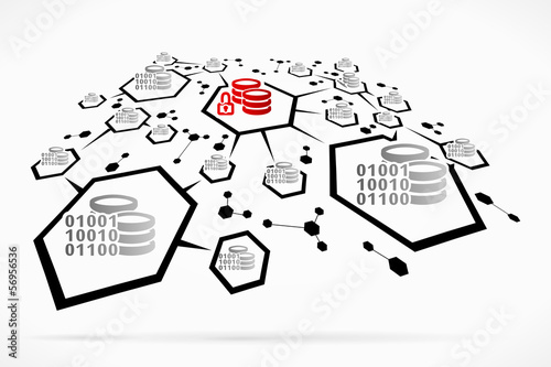 Binary encrypted abstract database network vector illustration