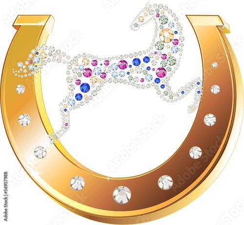 Golden horseshoe and  horse