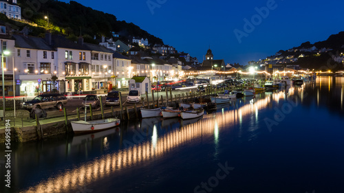 Looe Harbour at Night Cornwall England