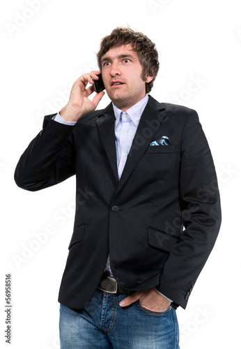 Shocked man with cell phone