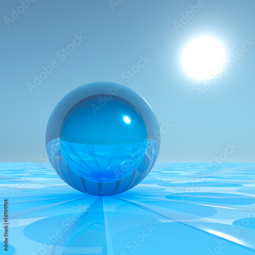 Blue Crystal Sphere on surreal horizon