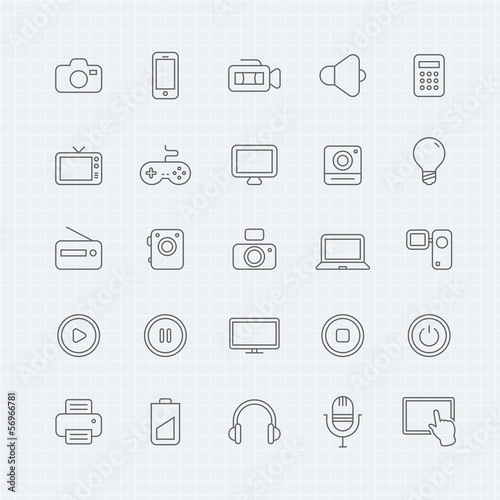 device and multimedia vector thin line symbol icon