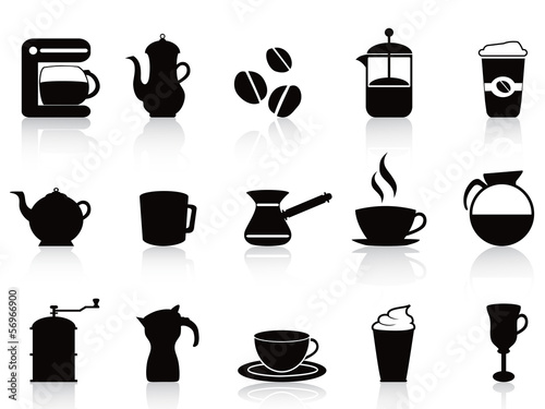 black coffee icons set