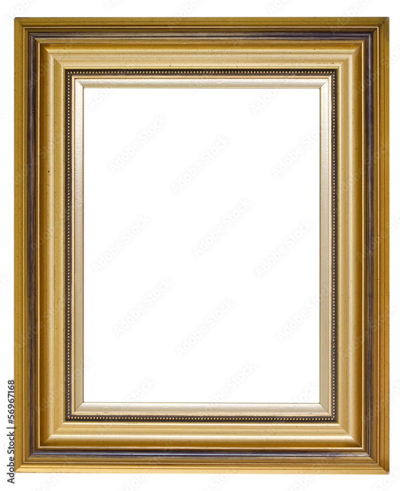 Golden picture frame isolated over white Golden picture frame isolated over white