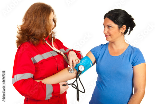 Paramedic taking blood pressure photo