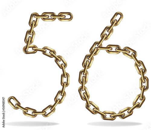 Golden five and six numbers, made with chains