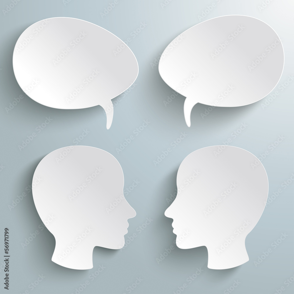 Two Heads Two Speech Bubbles PiAd Two Heads Two Speech Bubbles PiAd