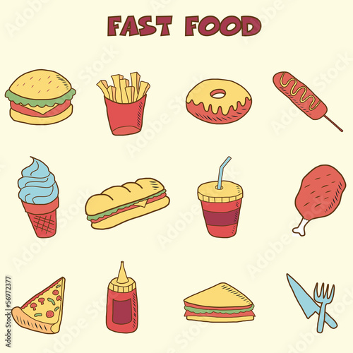 fast food doodle icons